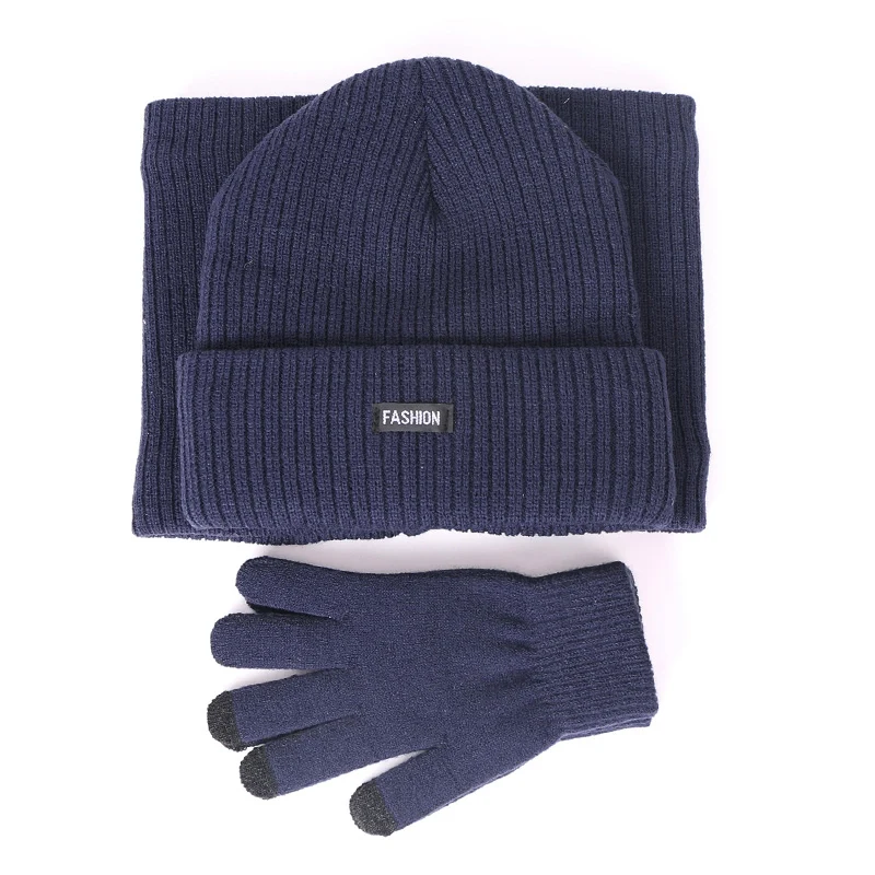 Donne Guanti, Cappello e Sciarpa Set di Tre Pezzi di Inverno Caldo Set Femminile Uomini Unisex All'aperto Casual Cappello Lavorato A Maglia, Più di Velluto cappello Sciarpa Set