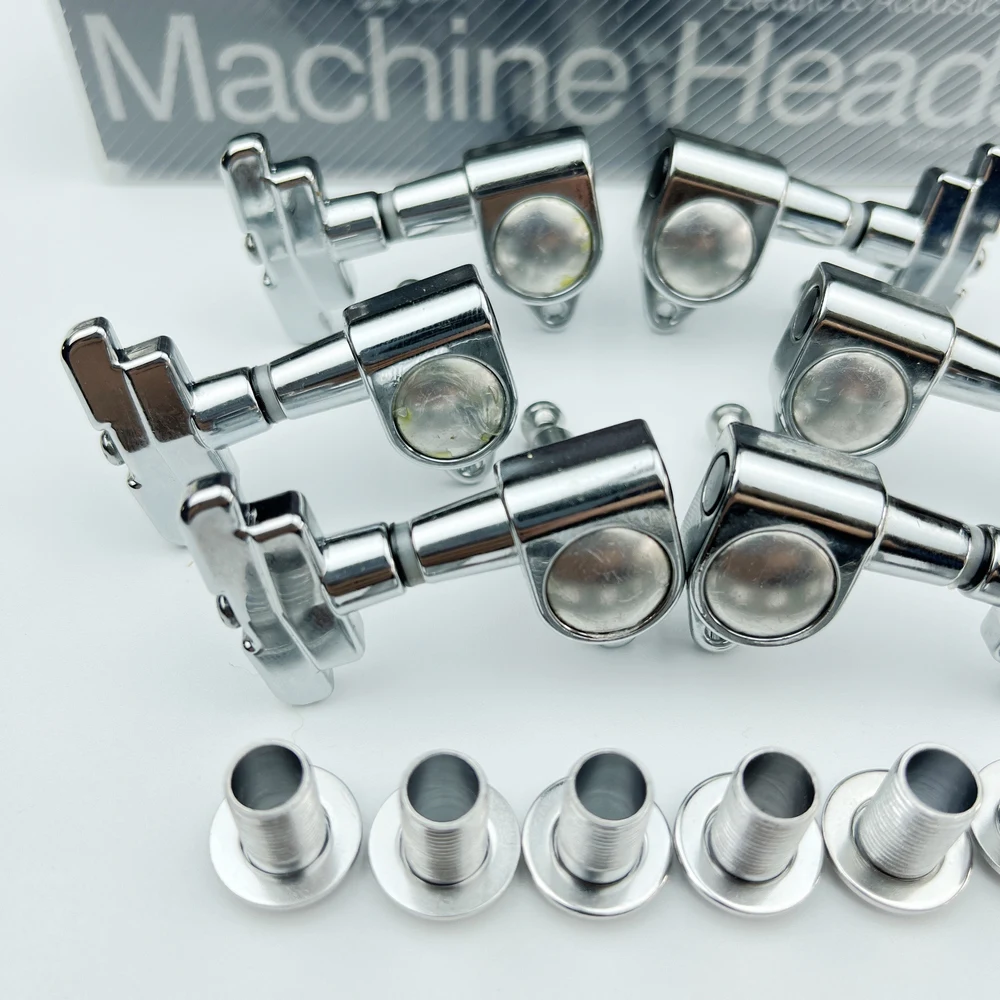 KAYNES J-109 3R+3L Chrome Silver Electric Guitar Machine Heads Tuners Art Deco Rotomatic Imperial Style Head Guitar Tuning Pegs