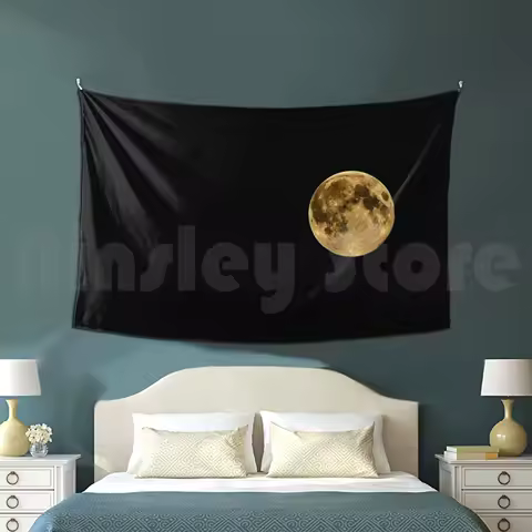 Black Moon Tapestry Living Room Bedroom 128 Face Home Safe Stay Dark Fantasy Funny Promare Space