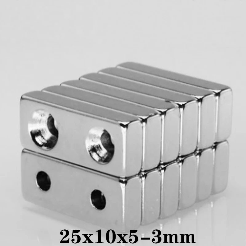 

5~100PCS 25x10x5-3 Super Neodymium Magnets Countersunk hole 3mm Block Permanent Magnet 25x10x5-3mm Powerful Magnet 25*10*5-3 mm
