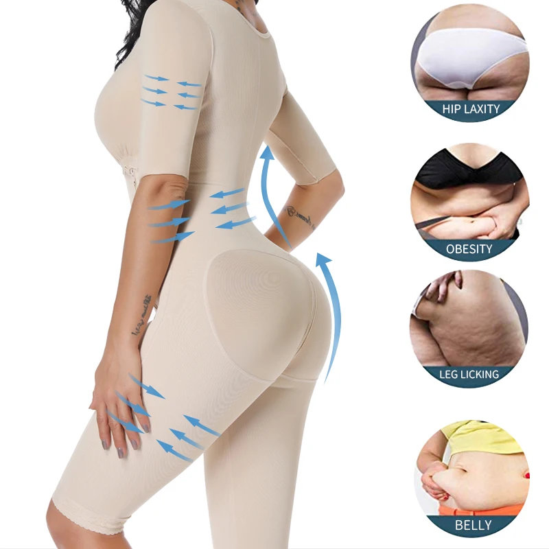 Full Body Shaper Women Bodysuit Shapewear Abdomen Shapers Tummy Slimmer Firm Control Sheath Fajas Zipper Gaine Post Partum