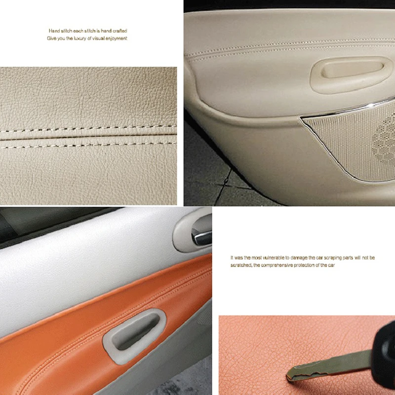 4PCS Microfibre Leather Interior Door Panel Armrest Cover For Peugeot 206 Citroen C2