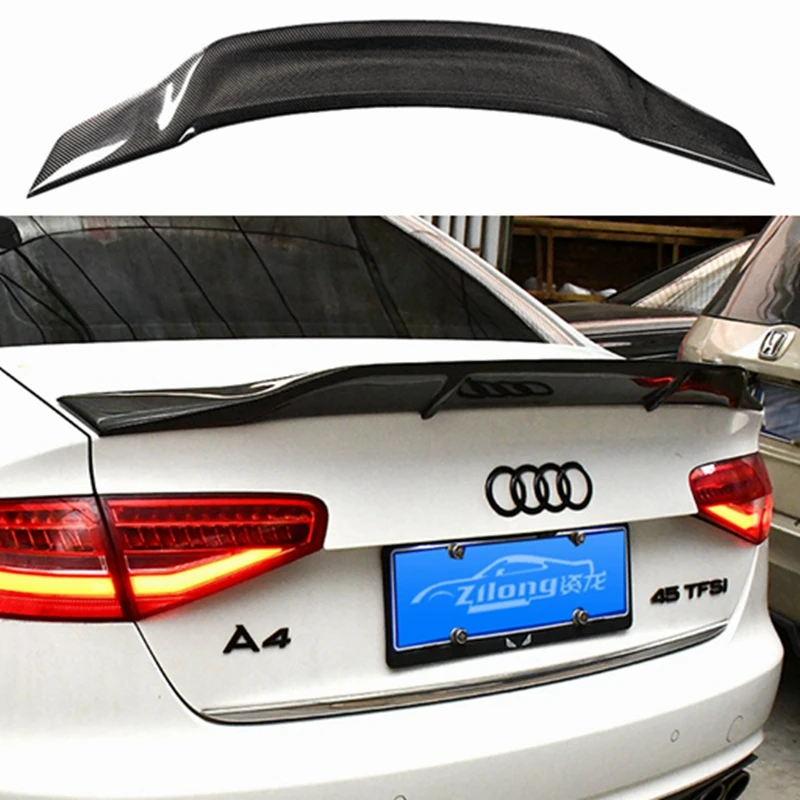 For Audi A4 B8 B8.5 4 Door Sedan 2009 2012 2016 R  Style High Quality Carbon Fiber Rear Wing Roof Rear Box Decorated Spoiler