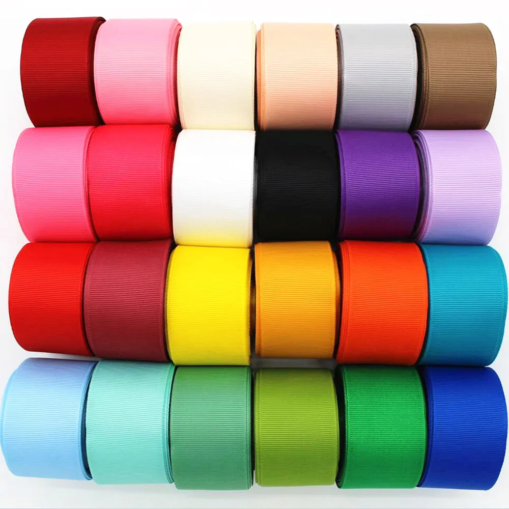 Cinta de Color sólido para envolver el pelo, Material hecho a mano para envolver regalos, Rollo de Cinta de grogrén, 5 yardas, 10 yardas, 38MM