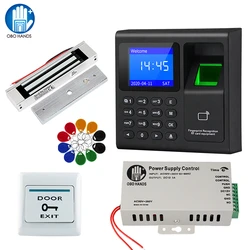 Door Access Control System Fingerprint Biometric RFID Access Control Keypad + Power Supply + Electric Magnetic Strike Lock +Keys