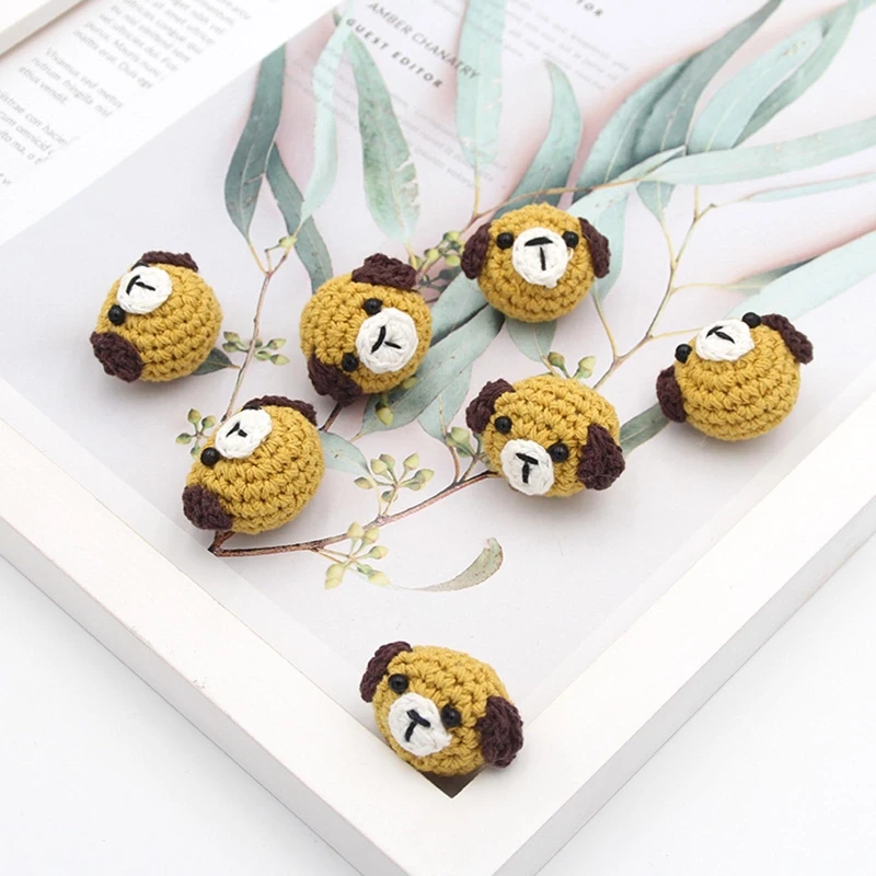 5 Pcs/Pack Handmade Crochet Woolen Beads Cartoon Animal DIY Pacifier Clip Chain Accessories Baby Teething Soother Decor Toys