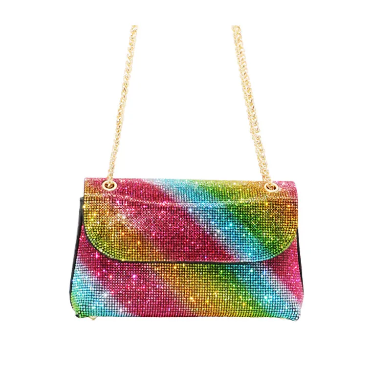 Afgoger novo arco-íris fashaion cristal azul mulher crossbody saco senhoras bolsas de ombro vermelho caixa de higiene pessoal festa embreagem bolsa