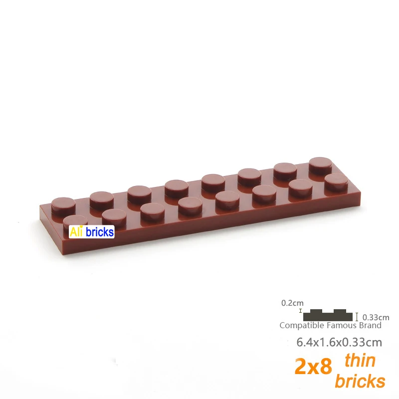 10pcs DIY Building Blocks Thin Figures Bricks 2x8 Dots 13Color Educational Creative Size Compatible With 3034 Toys for Children