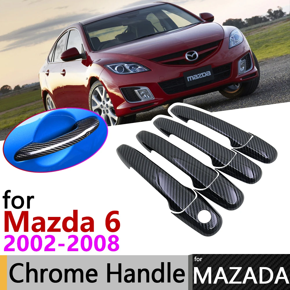 

Black Carbon Fiber Door Handle Cover for Mazda 6 Mazda6 Atenza Wago 2002~2008 2006 2007 Car Accessories Stickers Trim Set Chrome