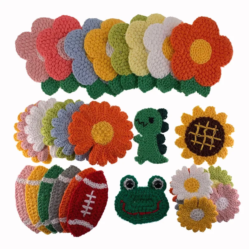 5/10 Cotton Knitting Flower For Sewing Hairpin Hat Clothing Handmade Crochet Pads Fabric Scrapbooking DIY Crafts Accessories