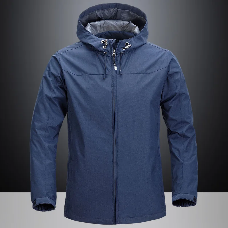 

Autumn Winter Hooded Charge Clothes Polyester Fabric Windbreak Waterproof Outdoor Hiking Climbing Camping Men Women Thin Coat