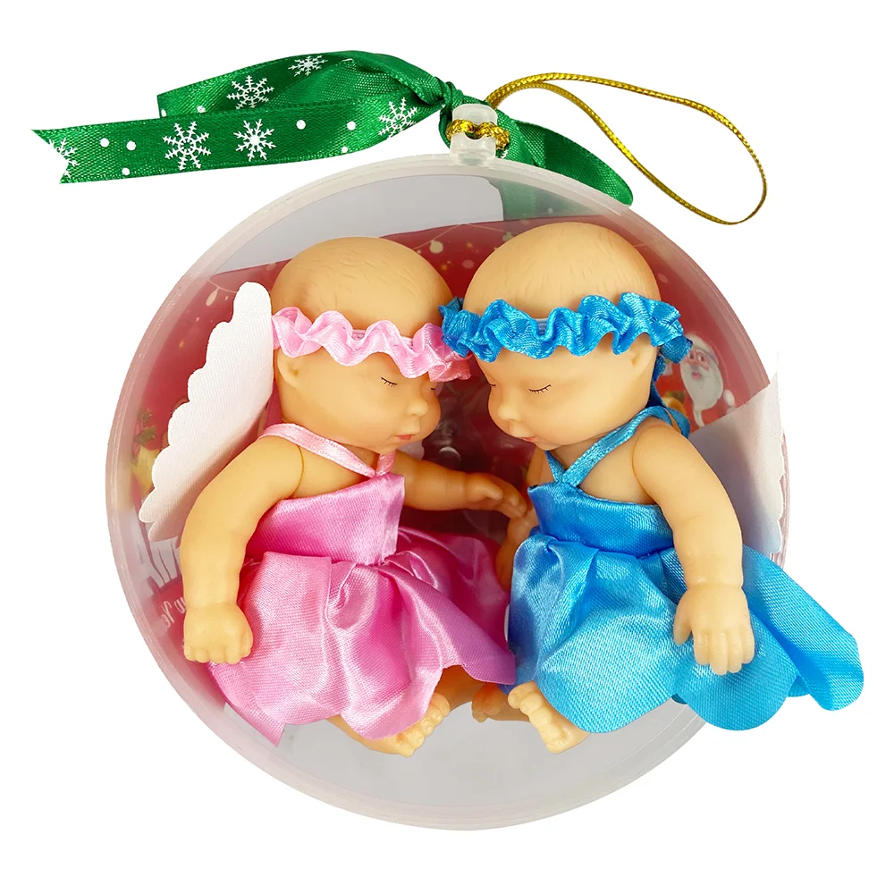 

2PCS ELF Dolls for Girls Lifelike Navidad Gift Christmas Decor Santa Pink Blue Suprising Doll With Christmas Ball