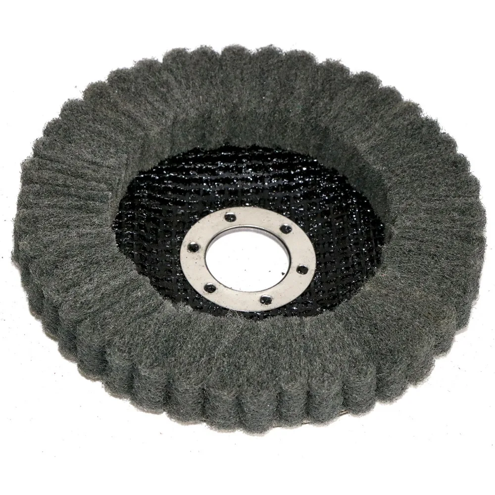 4"/4,5"/125" Nylonfaserklappe Polierscheibe Körnung 180 für Winkelschleifer zum Polieren von Holz und Metall – Detail 6