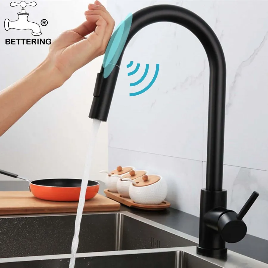 Faucet Gourmet Kitchen Pull Out Black Sensor Kitchen Faucet Smart Faucet Touch Control Sink Taps Gold Faucets Stream Deck