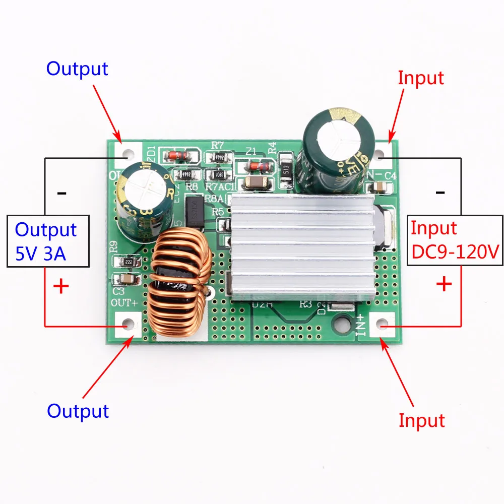 DC 9V 12V 24V 36V 48V 72V 84V 120V to 5V 3A Step Down Module Power Supply DC DC Converter Buck Converter Step Up Converte