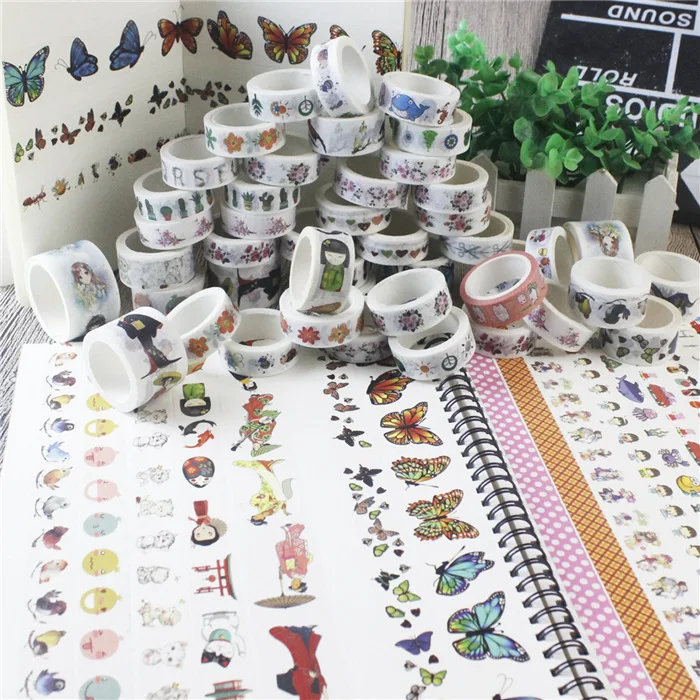 1 Rolle 5 m Washi Tape, niedliche Notizaufkleber, Handjournal, Tagebuch, Dekoration, Papier, Klebeband – Detail 6