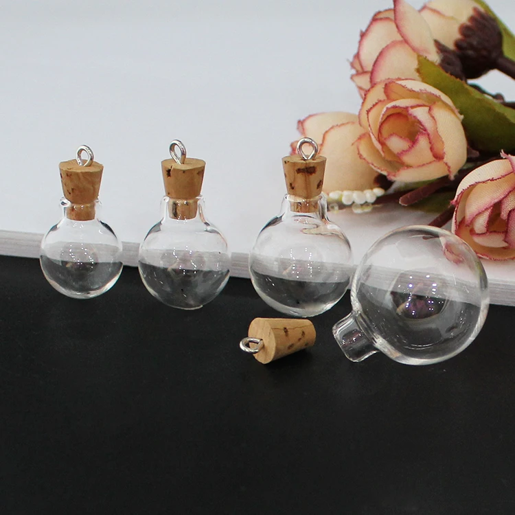 10PCS Clear Glass Round Bulb Bottle with Cork Stopper Mini Glass Bottles Wishing Bottle Drifting Bottle Tiny Vials for Wedding