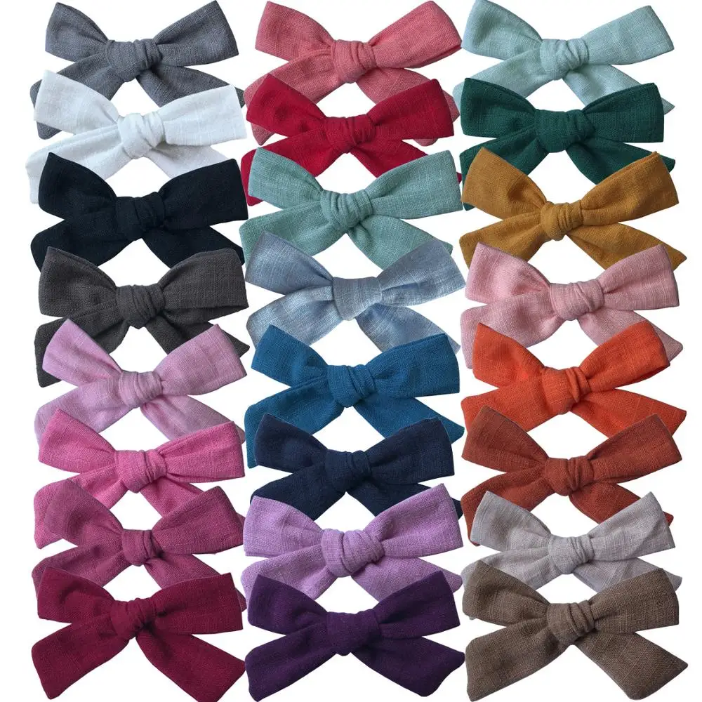 Bulk 36pc/lot Newborn Print Cotton Fabric Bows With Clips or Headband Knotted Hair Bow  For Children Kids Girls Hair Accessories