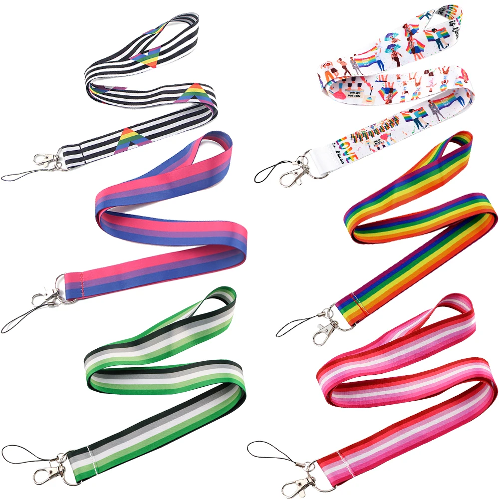 HJ1081 LGBT Rainbow Gay pride Key Lanyards Badge Holder ID Card Keychain Phone Straps USB Friends Accessories Gifts