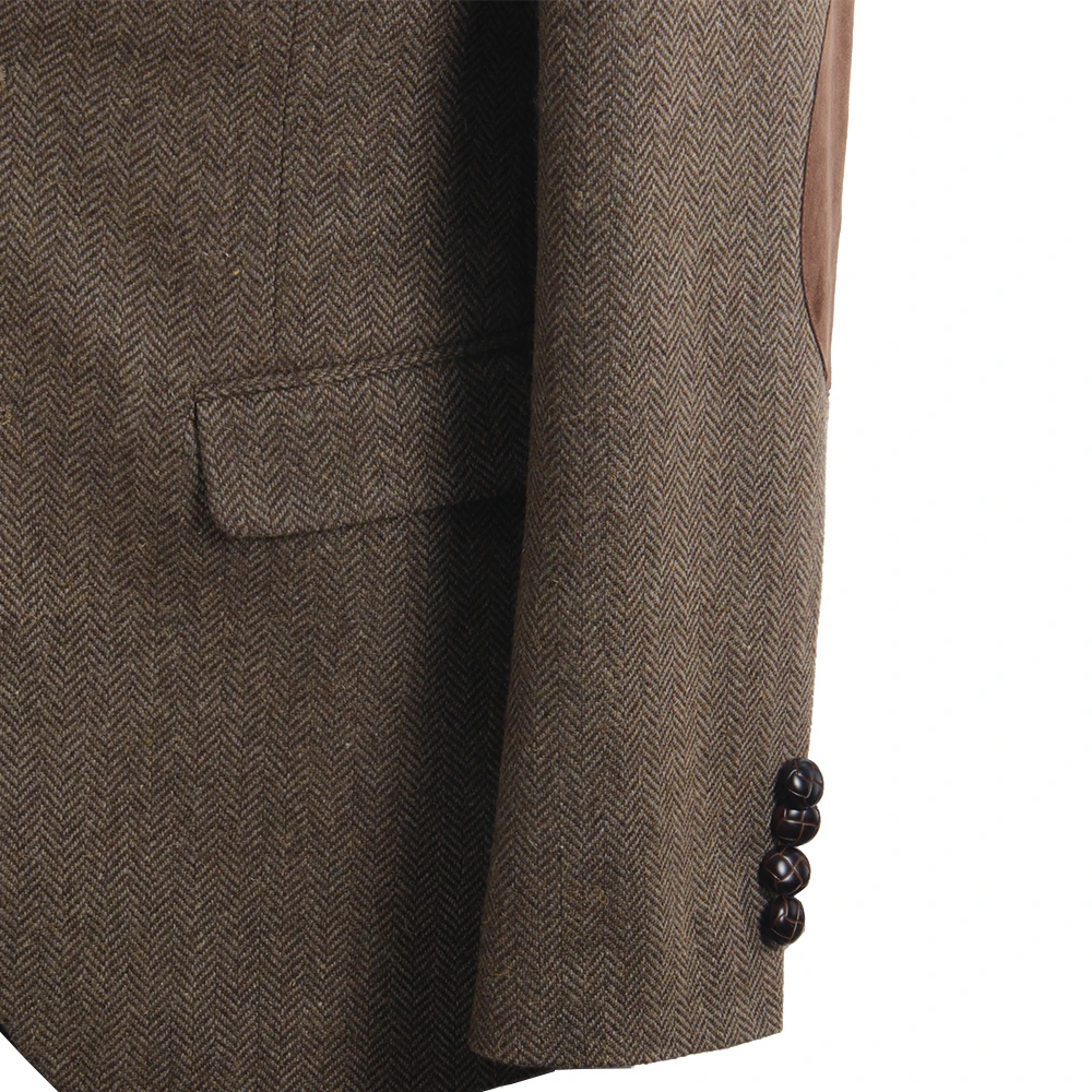 Veste en tweed marron vintage pour hommes, sur mesure, manteau à chevrons, blazers masculins