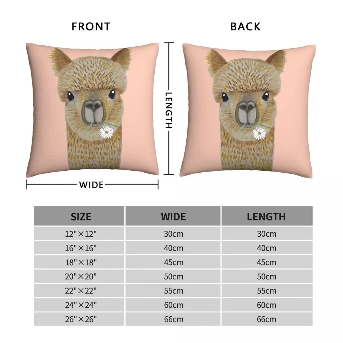 Jimmy The Alpaca Square Pillowcase Polyester Linen Velvet Zip Decor Home Cushion Cover 18