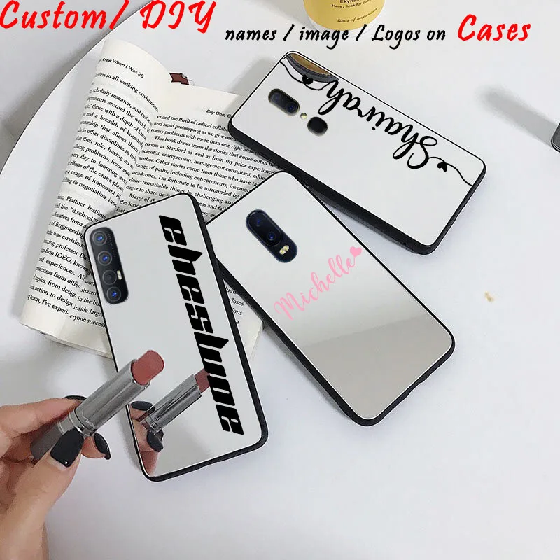 Custom Name logo picture Mirror case for Oppo A92S Realme 5 3 pro XT 5 6 Pro for OPPO F11 Pro A9 A5 2020 Reno 3 2 Z Personalize