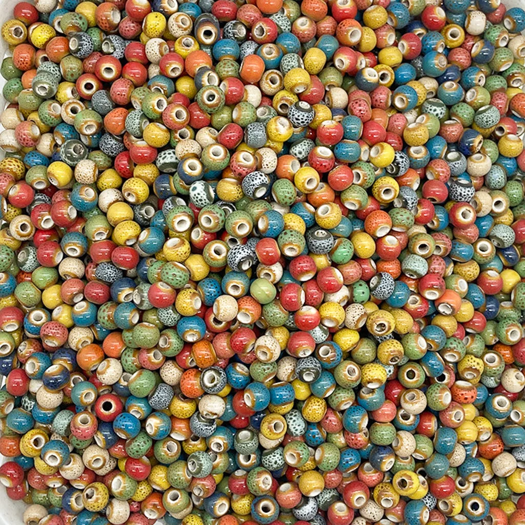 6# 8# Candy Color Leopard Gradient Ceramic Loose Beads Mixed DIY Bag Handmade Materials #TMT01