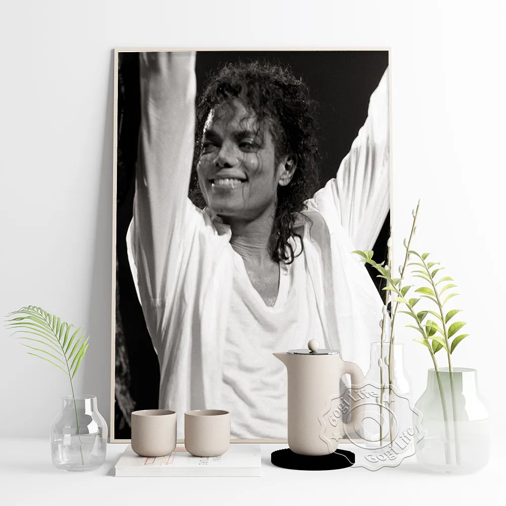 America Popular Music Singer Michael Jackson Black And White Art Poster, Jackson Portrait Photo Art Prints, Fans Collect Mural