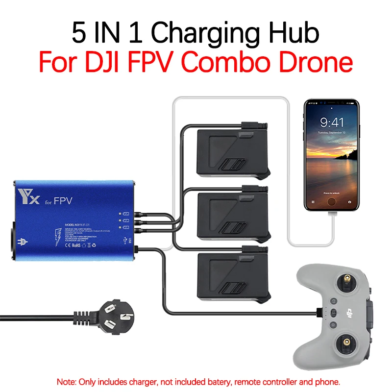 5-in-1-multi-battery-charging-hub-for-dji-fpv-combo-drone-remote-controller-smartphone-intelligent-quick-charger-usb-accessories