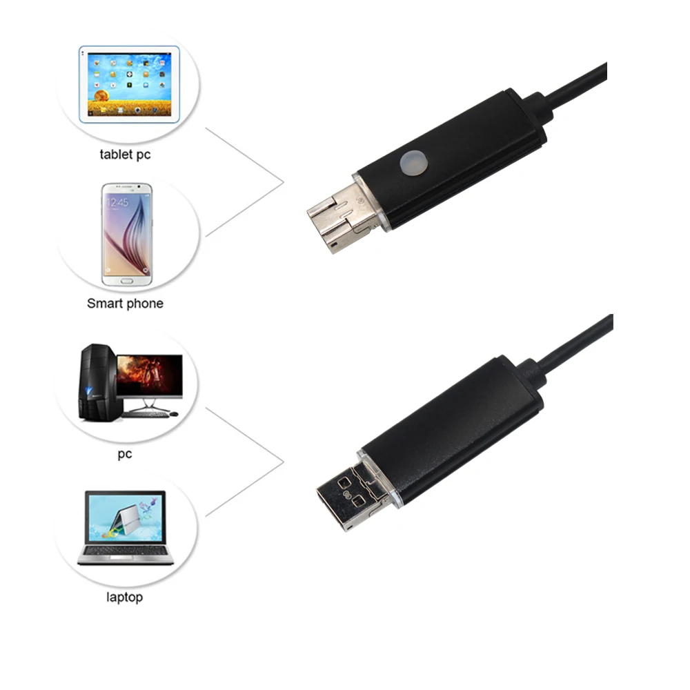 5.5mm 2m Objektiv HD USB Endoskop Cam IP67 Wasserdichte 6 LED  Inspektion Rohr Endoskop Kamera Endoskop Für Android telefon PC