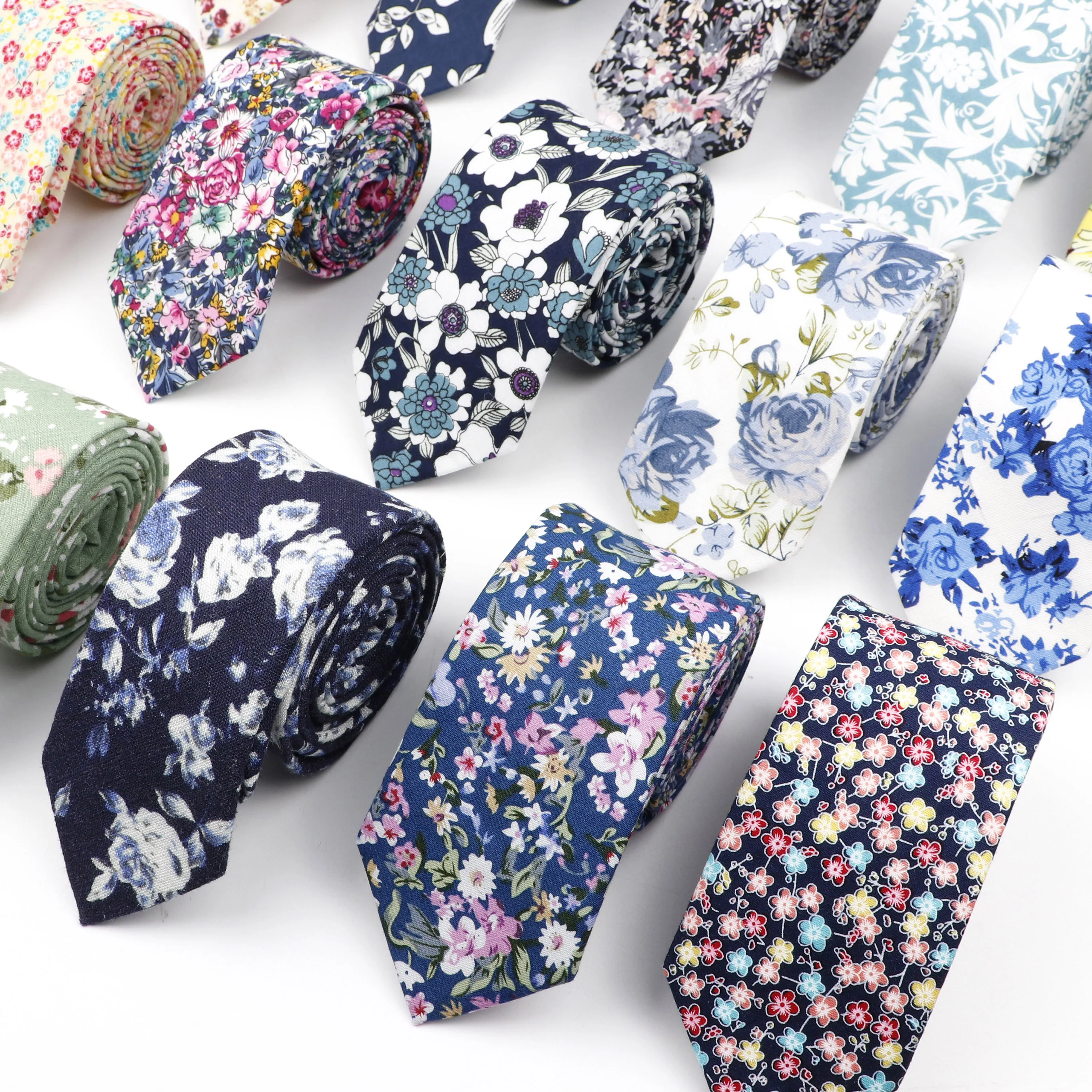 Fancy Printed Floral NeckTies For Men Women Wedding Party Casual Afternoon Tea 100% Cotton Slim Tie Handmade Gravata Suit Collar