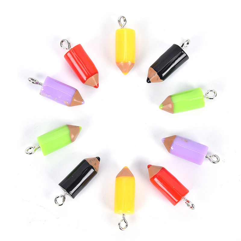 10 قطعة قلم رصاص الراتنج قلادة Charms لطيف جدا المفاتيح قلادة قلادة قلادة للزينة DIY بها بنفسك