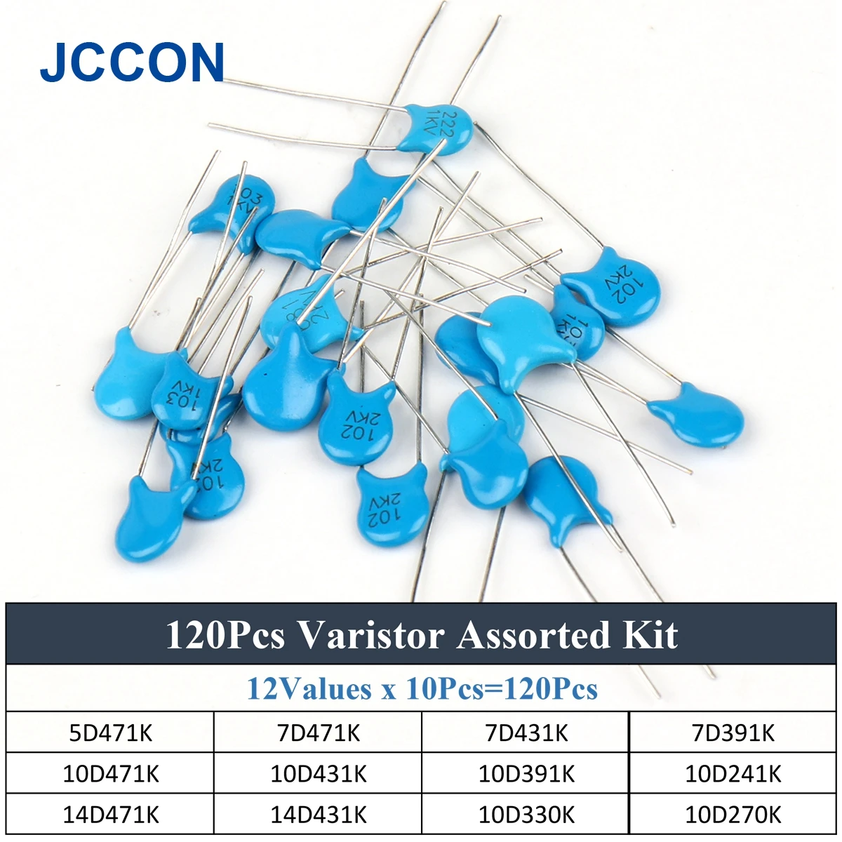 120Pcs Varistor Sample Kit 12Values x 10Pcs=120Pcs Assorted Kit Commonly Varistor Resistor 5D471K 7D471K 7D431K 7D391K 10D471K