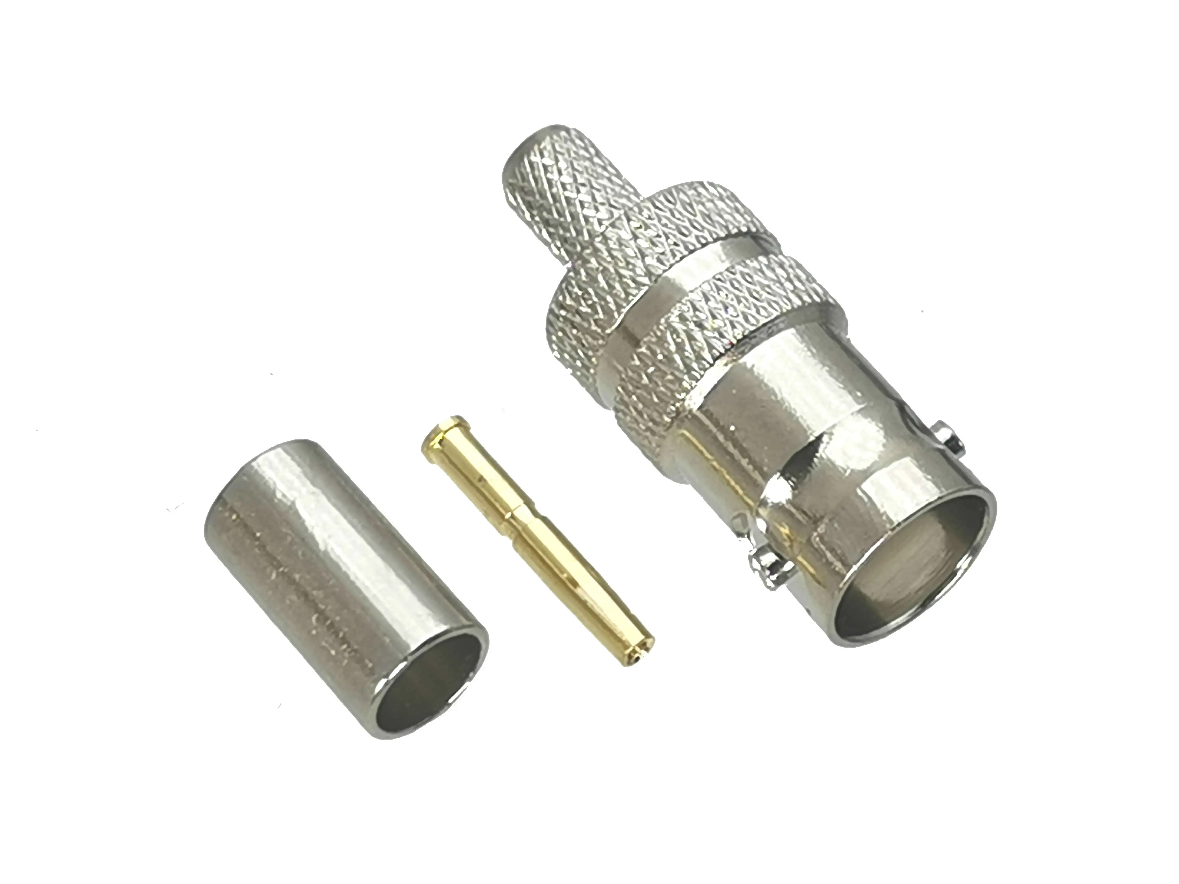 1Pcs Connector BNC Female Jack Crimp For RG58 RG142 LMR195 RG400 Cable 50ohm RF Adapter Coaxial High Quanlity