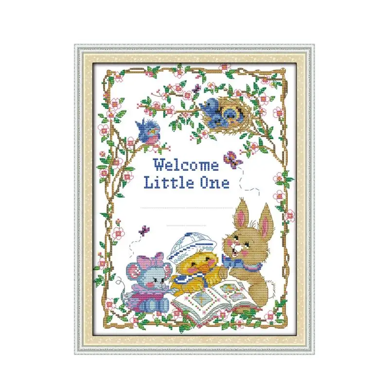 Joy Sunday Cartoon Cross Stitch Patterns DMC 11CT 14CT Counted Cross Stitch Dinosaur DIY Handwork Embroidery Kit Needlework Sets