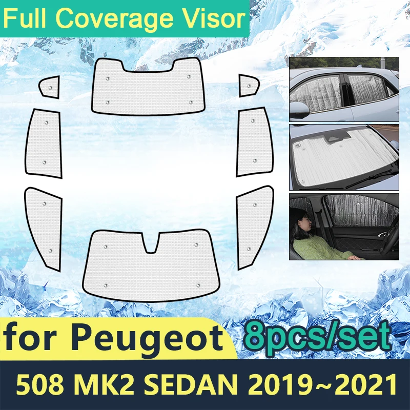 

Full Cover Sunshades For Peugeot 508 MK2 Sedan 2019 2020 2021 Car Sun Protection Windshields Side Window Visor Accessories Shaby