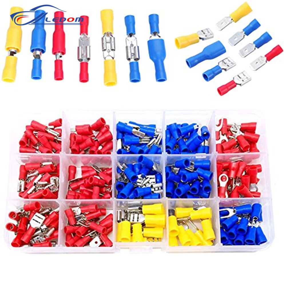 280PcsBox Cable Lugs Assortment Kit Wire Flat Female and Male Insulated Electric Wire Cable Connectors Crimp Terminals Set Kit