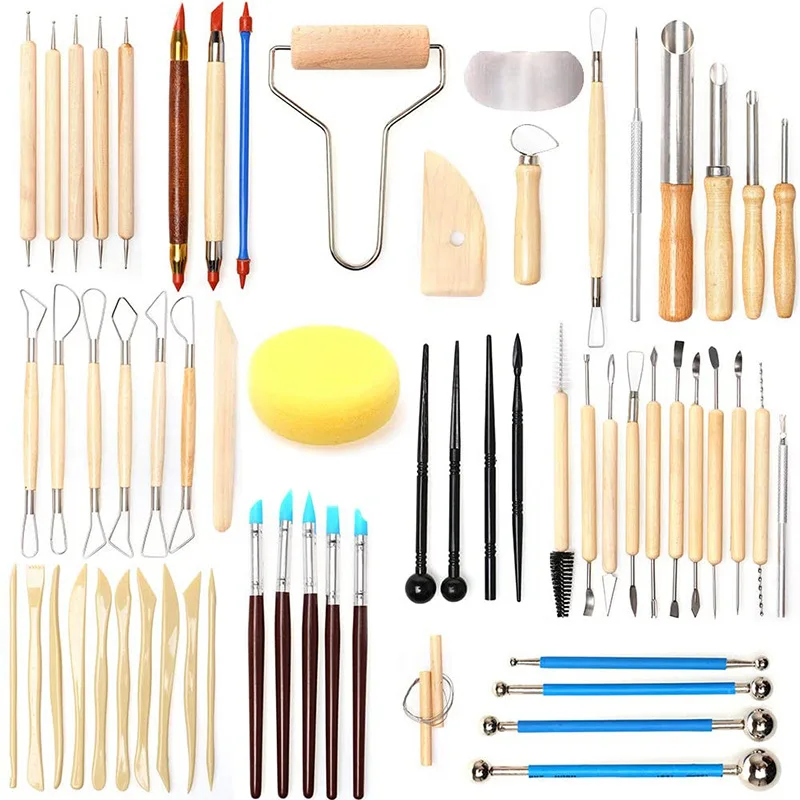 

61Pcs Polymer Modeling Clay Sculpting Tools Pottery Ceramic Clay Ball Stylus Dotting Pen Rock Painting Kit for Sculpture Pottery