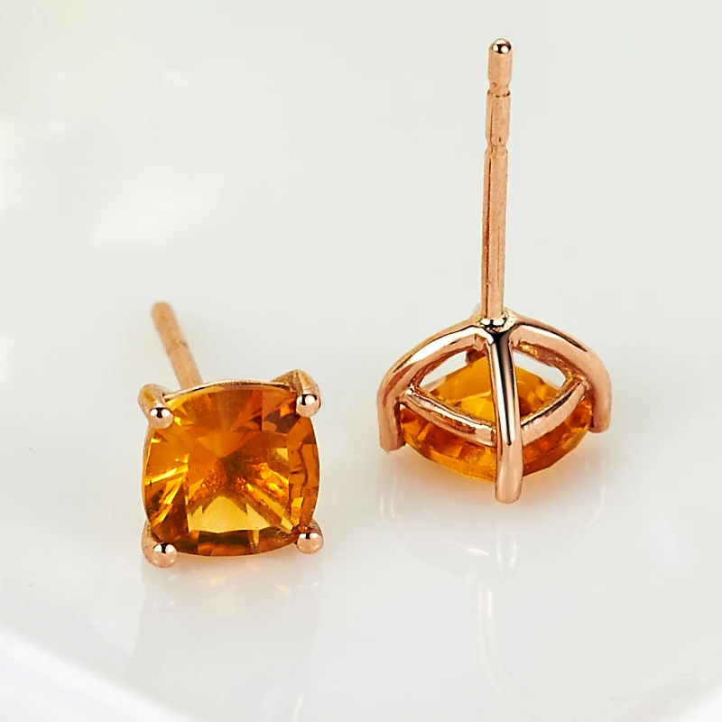 LSZB Natural citrine 18K Pure Gold Earring Real AU 750 Solid Gold Earrings  Diamond  Trendy  Fine Jewelry Hot Sell New 2023