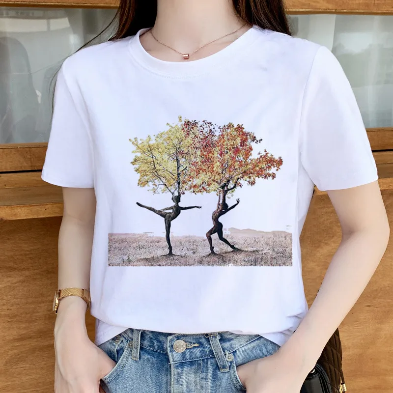 Fashion 90s Natural Animal Mujer Camisetas White Top T Shirts Summer Aesthetics Graphic Short Sleeve Polyester T Shirts Female