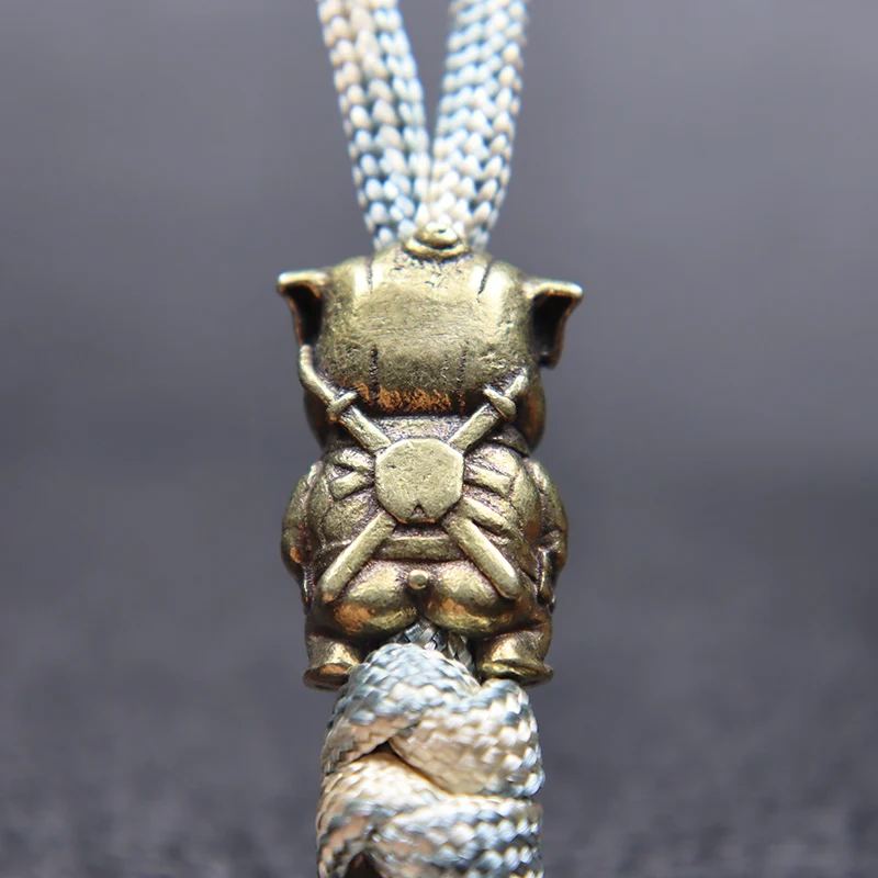 EDC DIY French Bulldog Dog Police Knife Beads Pendant Jewelry Vintage Brass Puppy Paracord Accessories Backpack Lanyard Decors