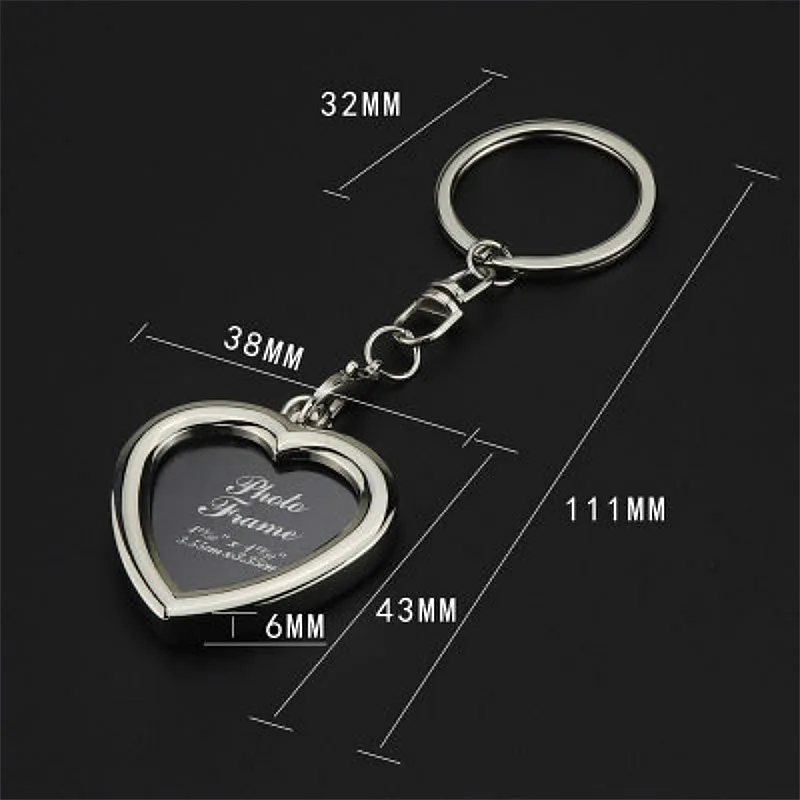 Metal Alloy Insert Personalised Picture Photo Frame Heart Square Apple Shaped Key Ring Keychain Fob Love Crafty Gift