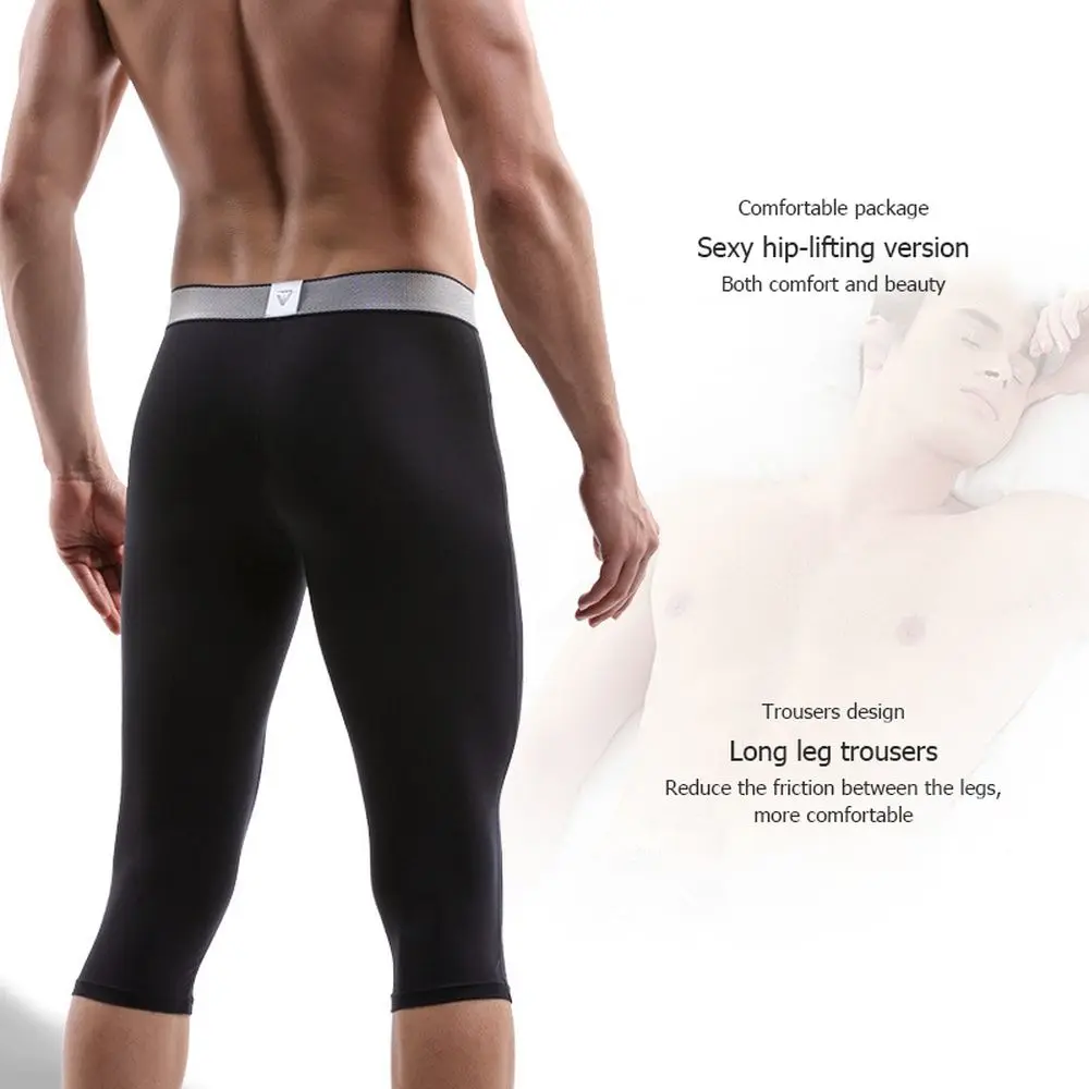 Caleçon long pour homme, qualité modale, sexy, en poudre, boxer de course, caleçon à jambes longues, couleur unie, 3XL, 4XL