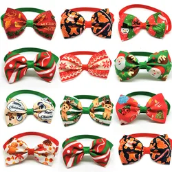 50/100pc New Christmas Pet Dog Bow Ties Adjustable Santa Snowman Ties Collar Small Middle Dog Ties Accessories Grooming Supplies