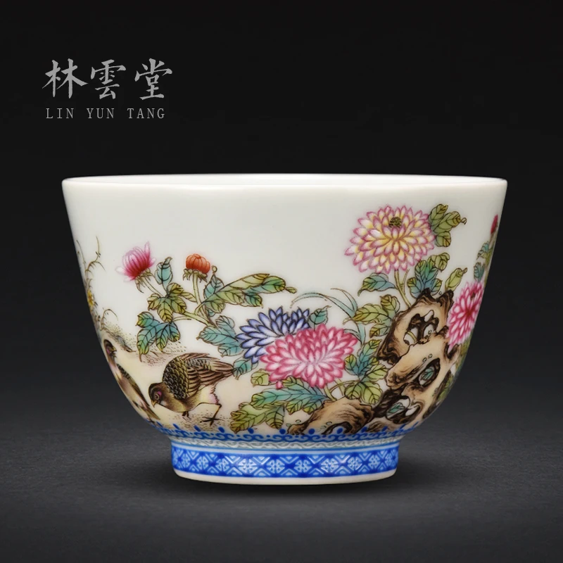 

Lin Yuntang master cup single cup kung fu tea cups jingdezhen high-grade powder enamel cup sample tea cup