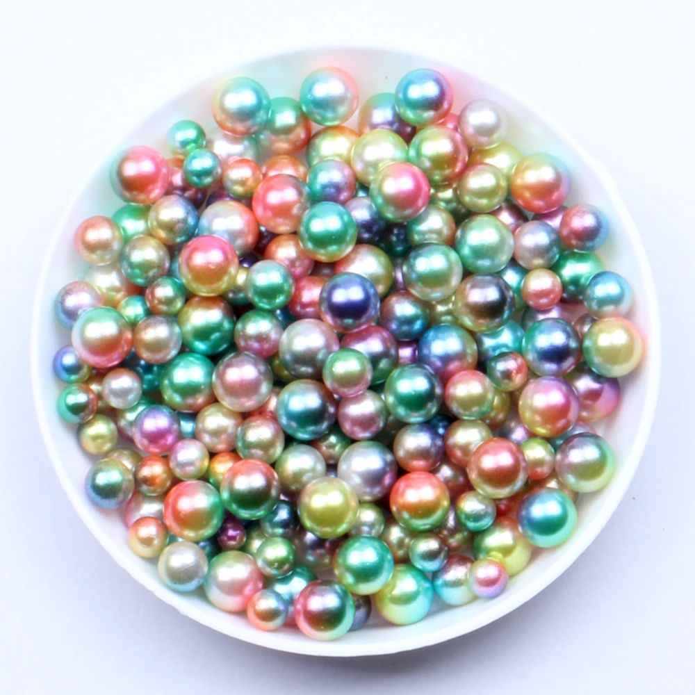 

6mm 5000pcs RainBow Color No Hole Round Pearls Imitation Pearls Craft Wedding Dresses DIY Jewelry Nail Art Decorations