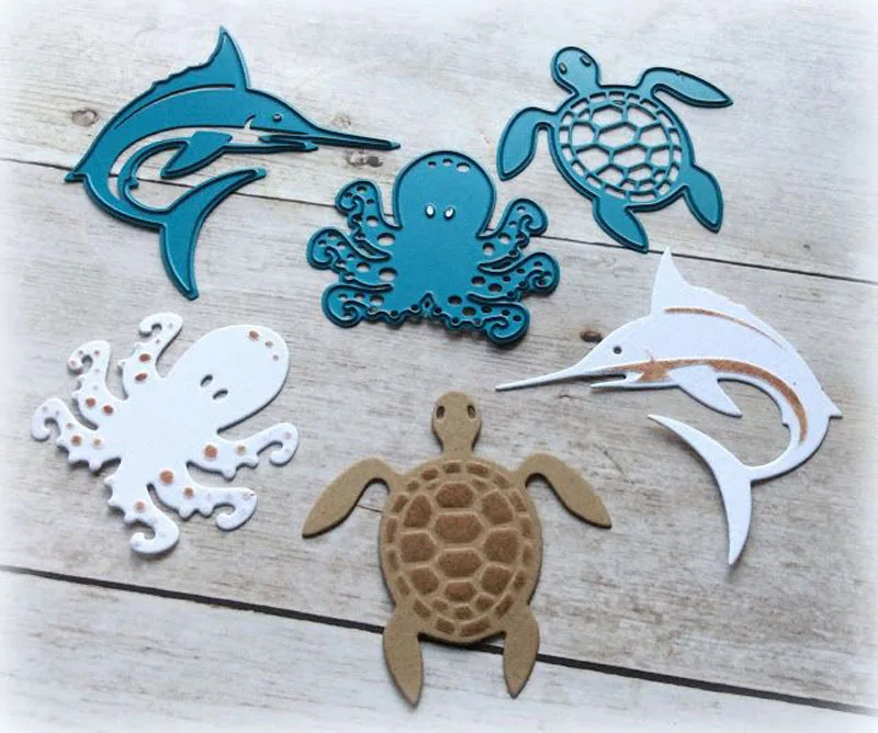 Lucky Goddess Metal Cutting Dies Turtle Squid Dolphin diy Scrapbooking Photo Album Decorative Embossing Paper Card Crafts Die