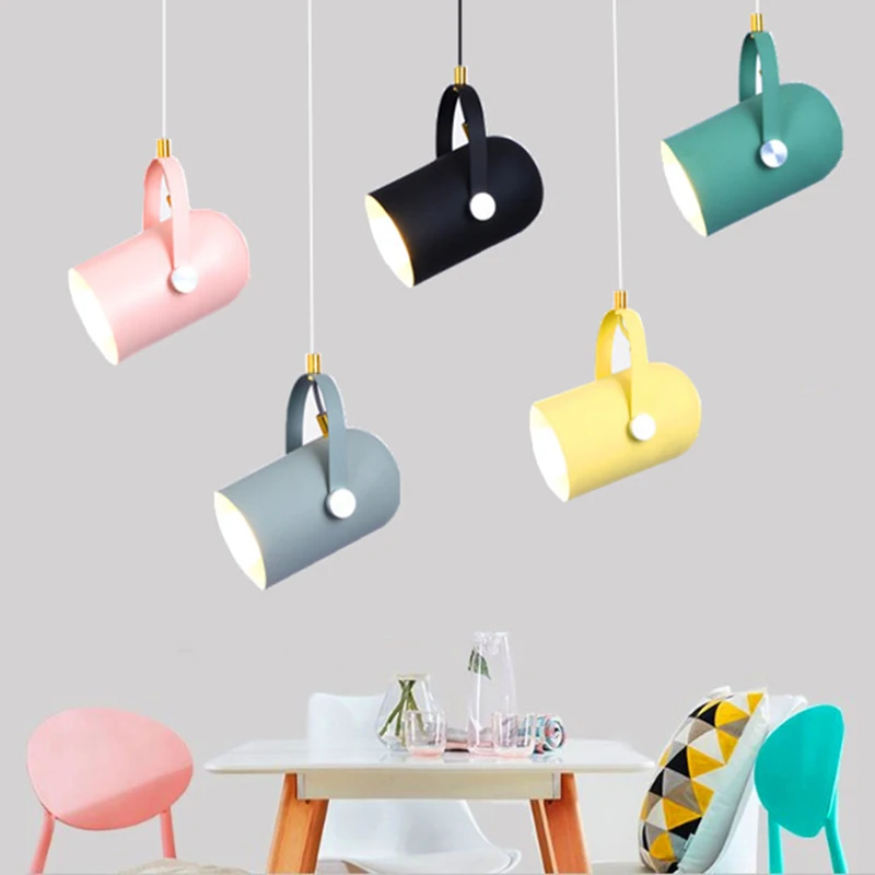 Nordic Pendant Lights Minimalism Broplight Iron/Angle Adjustable E27 Small  Clothing Store/Restaurant/Bar Hanging Lamp