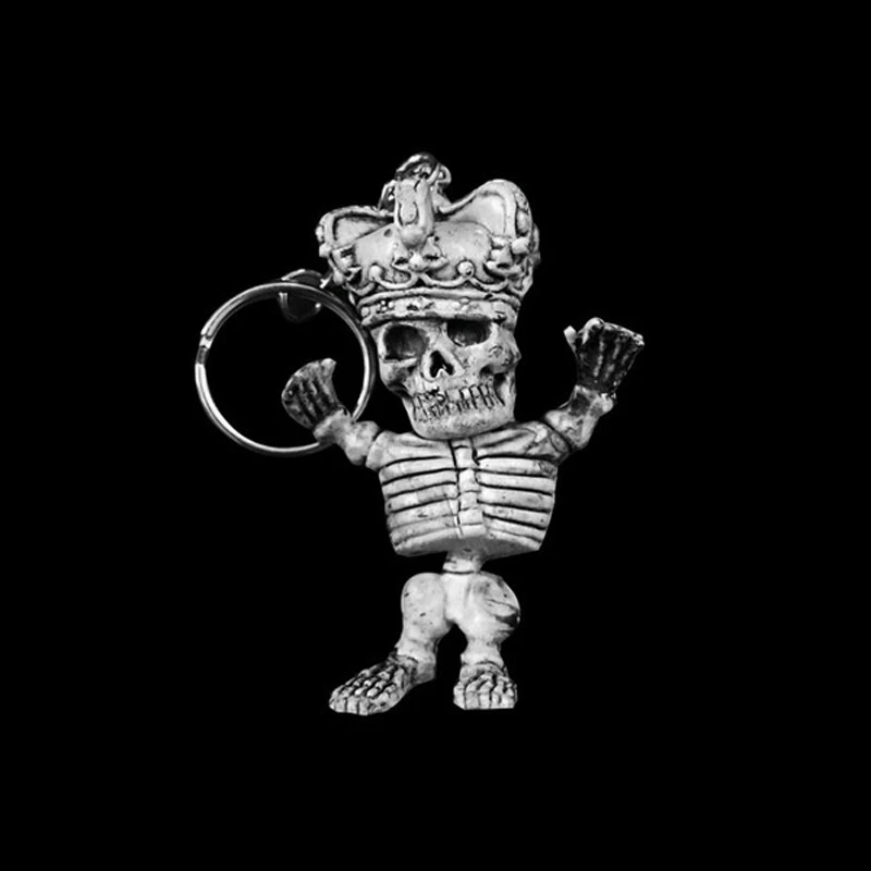Gothic Death Skull Key Chain Gadget For Men Vintage Rubber Motor Devil Skeleton Keychain On Bag Car Jewelry Halloween Party Gift