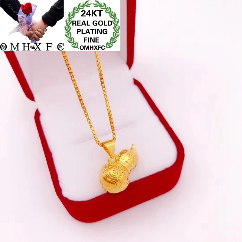 OMHXFC Jewelry Wholesale YM275 European Fashion Hot Fine Woman Girl Party Birthday Wedding Gift Calabash 24KT Gold Pendant Charm